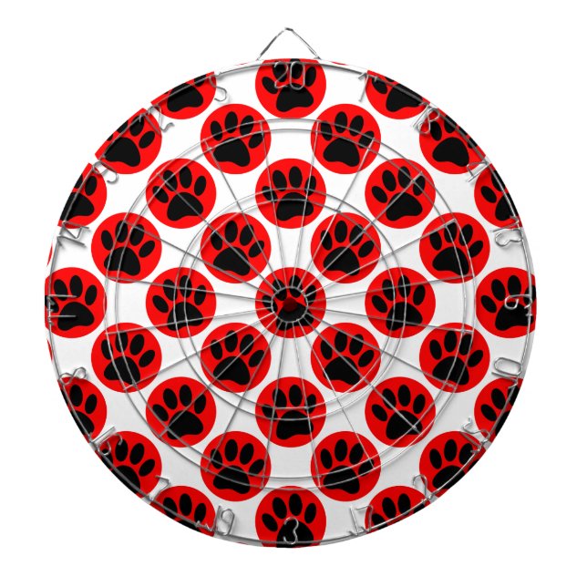 Jeu De Fléchettes Pattes de chien noir à pois rouges (Devant)