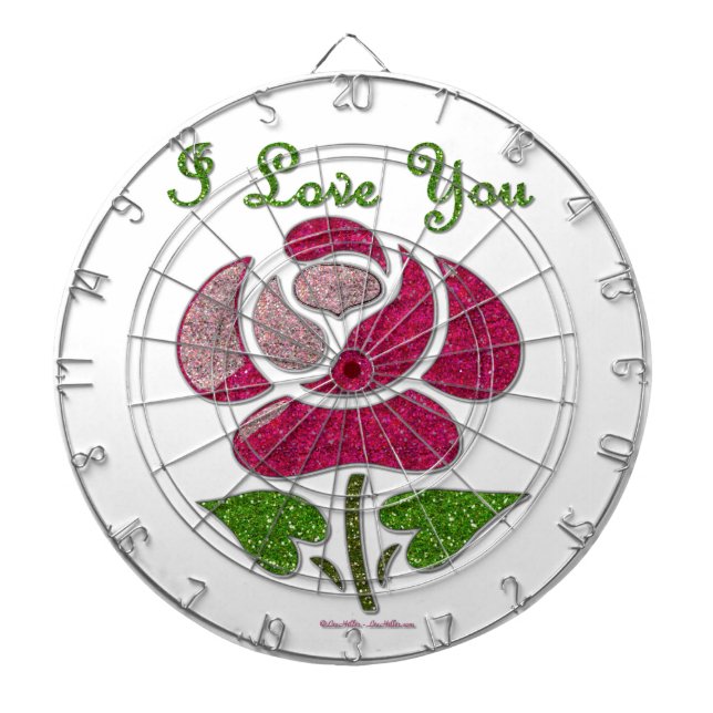 Jeu De Fléchettes Pink Stencil Rose I Love You (Devant)