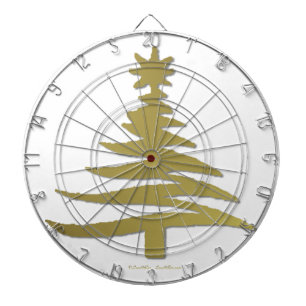 Jeu De Fléchettes Pochoir d'arbre de Noël Or