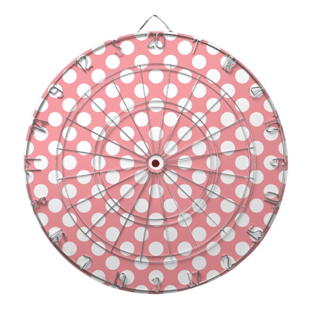 Jeu De Fléchettes Pois blancs sur arrière - plan rose (Devant)