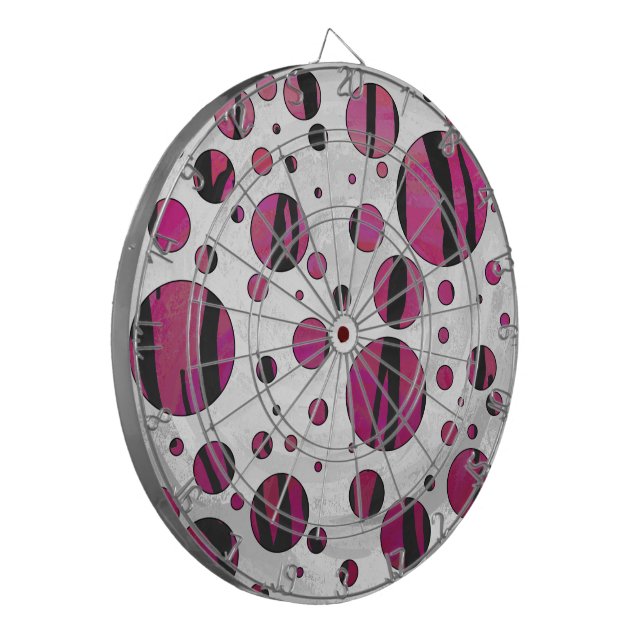 Jeu De Fléchettes Polka Dot Tiger rose chaud et noir (Devant gauche)