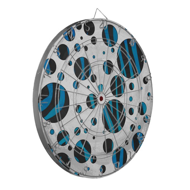 Jeu De Fléchettes Polka Dot Zebra Motif noir et bleu (Devant gauche)