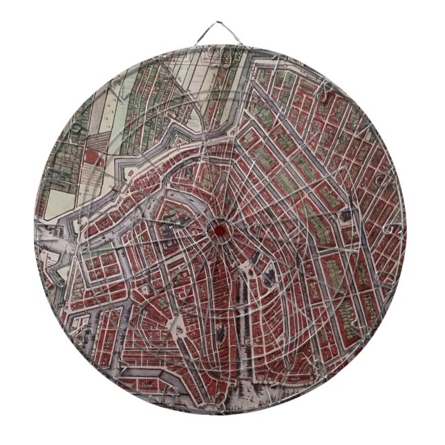 Jeu De Fléchettes Réplique carte de la ville d'Amsterdam 1652 (Devant)
