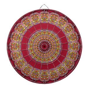 Jeu De Fléchettes Rosettes rouge or jaune Mandala