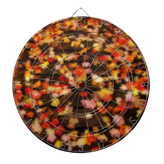 Jeu De Fléchettes Rouge clair Jaune d'automne Maple Feuilles (Devant)