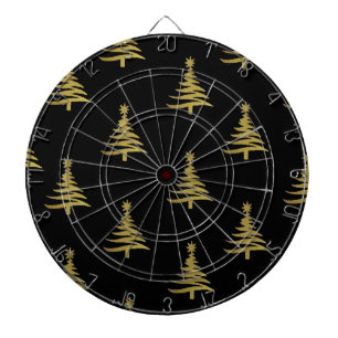 Jeu De Fléchettes Sapins de Noël Or sur Fond Noir