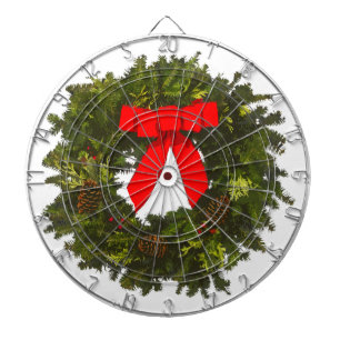Jeu De Fléchettes Serre de Noël avec cônes de pin et cordes rouges