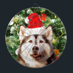 Jeu De Fléchettes Sibérie Husky Arbre de Noël Ornements Snowman<br><div class="desc">Cute Husky Sibérien avec ornements d'arbre de Noël Homme de neige en arrière - plan.</div>
