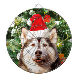Jeu De Fléchettes Sibérie Husky Arbre de Noël Ornements Snowman