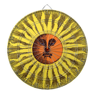 Jeu De Fléchettes Soleil Hippie Heureux Souriant Jaune Céleste Vinta
