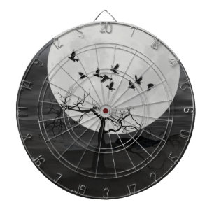 Jeu De Fléchettes Spooky Ravens Flying Against the Full Moon