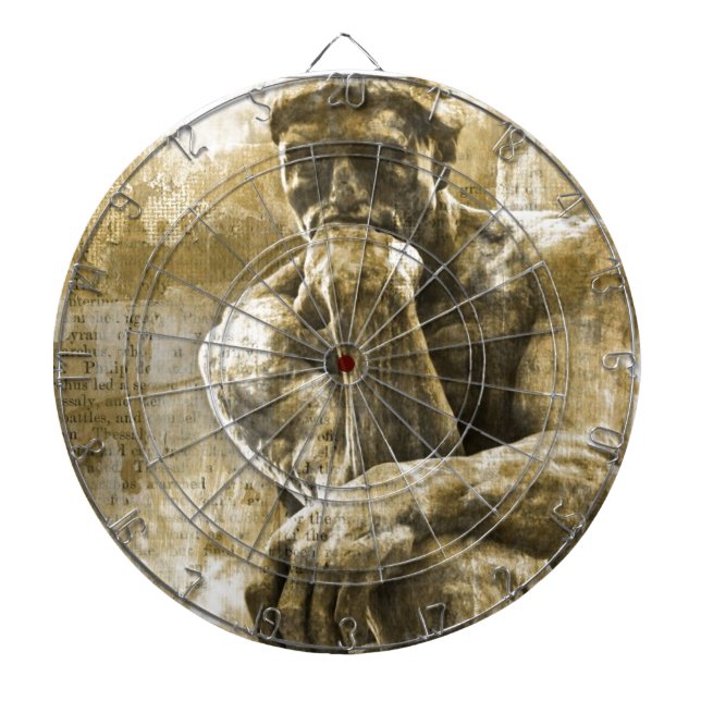 Jeu De Fléchettes Statue en bronze affligée Auguste Rodin le penseur (Devant)