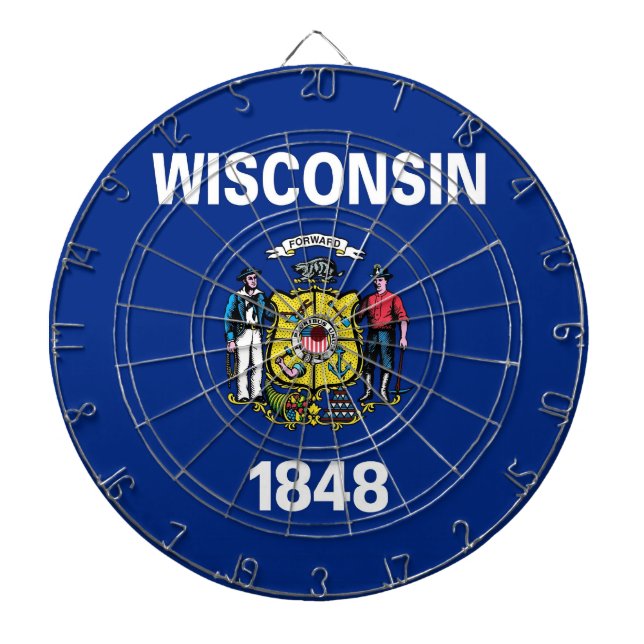 Jeu De Fléchettes Tableau avec Drapeau du Wisconsin, États-Unis (Devant)