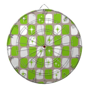 Jeu De Fléchettes Tableau de bord Retro Green et White Starbursts