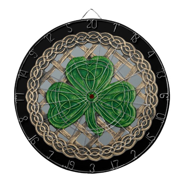 Jeu De Fléchettes Trèfle Gris Sur Tableau de Fléchettes à Nœuds Celt (Devant)