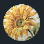 Jeu De Fléchettes Un tournesol en pleine floraison<br><div class="desc">Audit de Lisa de ©/Apple sauvage.  Un tournesol en pleine floraison avec le feuille et la tige. La fleur a des abeilles autour de elle.</div>