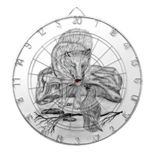 Jeu De Fléchettes Wolf and Raven black and white design