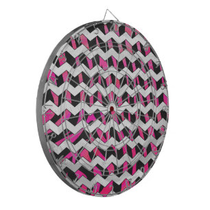 Jeu De Fléchettes Zebra Chevron noir et rose chaud