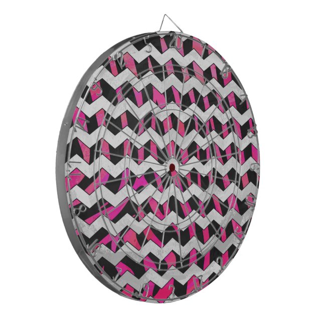 Jeu De Fléchettes Zebra Chevron noir et rose chaud (Devant gauche)