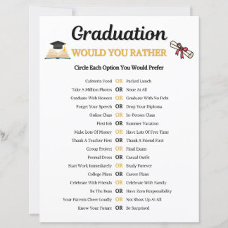Jeu de graduation 'Would You Rather'