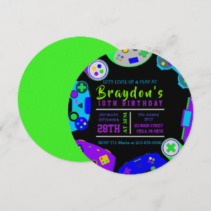 JEU DE JEUX VIDÉO Invitation de fête d'anniversair