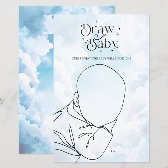 Jeu de la Baby Shower Ciel Envoyé Dessine Bébé (Devant / Derrière)