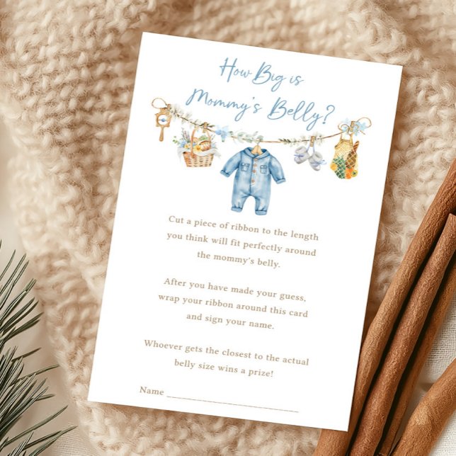 Jeu de la taille du ventre de maman (Blue Locally Grown Baby Shower How Big is Mommy's Belly Game)
