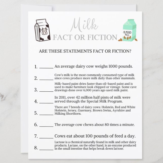 Jeu de lait : fait ou fiction (Devant)