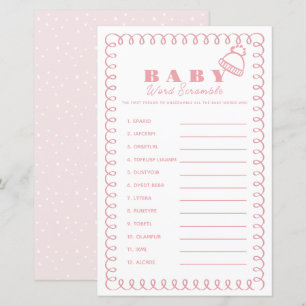 Jeu de lettres mêlées bébé fille bonnet rose dessi