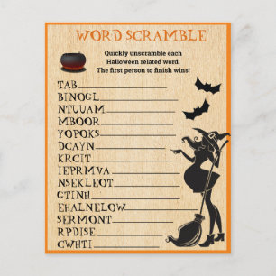 Jeu de lettres mélées pour Baby Shower Halloween S