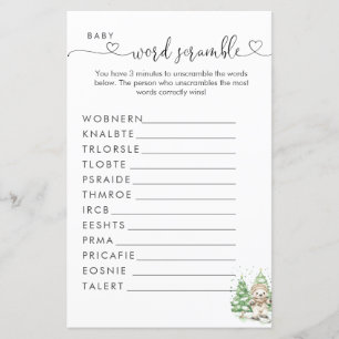 Jeu de lettres mélées pour Baby Shower ours polair