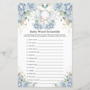 Jeu de lettres mélées pour bébé éléphant garçon bl