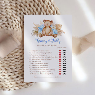 Jeu de maman ou papa bébé garçon ours en peluche