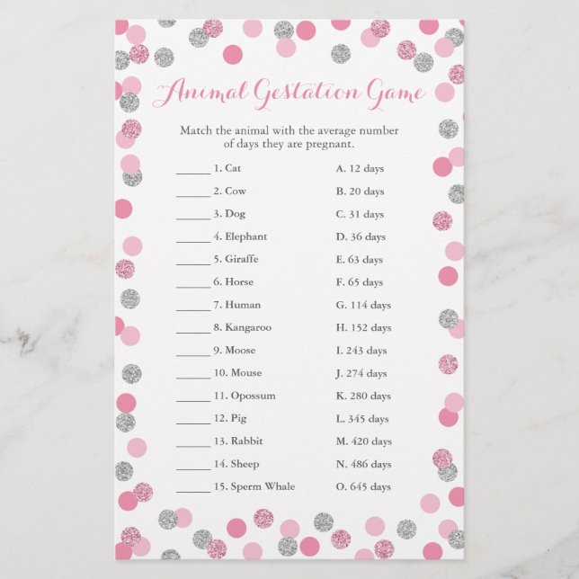 Jeu de manifestation animale sur le Baby shower ro (Devant)