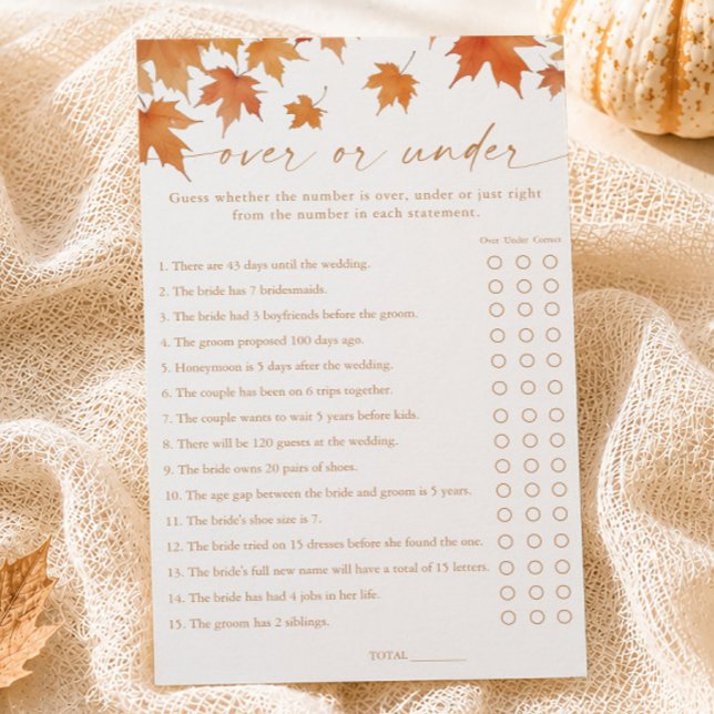 Jeu de mariage automnal Over ou Under (Créateur téléchargé)
