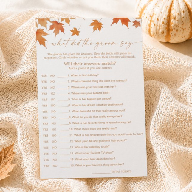 Jeu de mariage d'automne: Qu'a-t-il dit? (Créateur téléchargé)