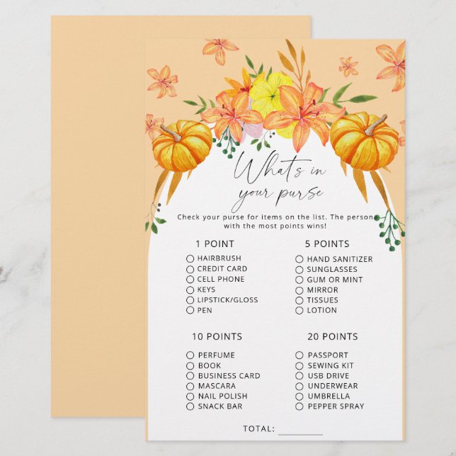 Jeu de mariage d'automne - qu'est-ce qu'il y a dan (Devant / Derrière)