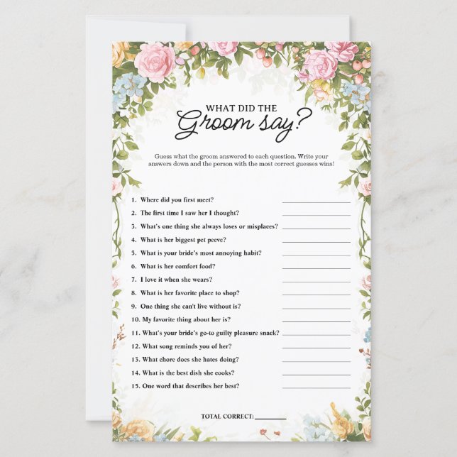 Jeu de mariage de jardin : Qu'a dit le marié ? (Devant)