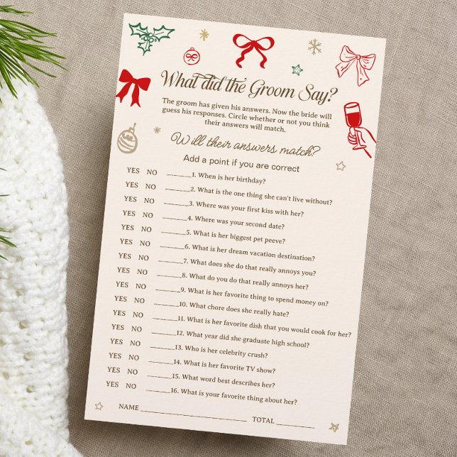 Jeu de mariage de Noël à thème 'Qu'a-t-il dit' pou (Créateur téléchargé)