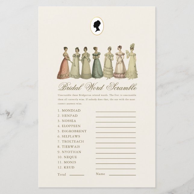 Jeu de mariage désordre de mots pour femmes de la  (Devant)