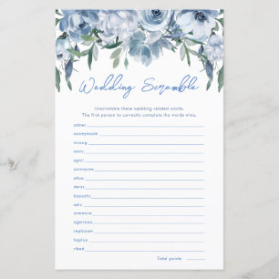 Jeu de mariage Dusty Blue Wedding Scramble Baby Sh