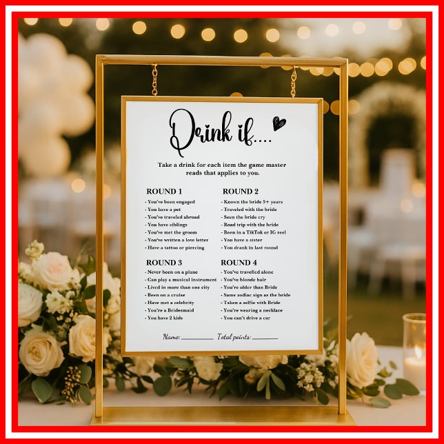 Jeu de mariage élégant "Buvez Si" pour enterrement (Créateur téléchargé)
