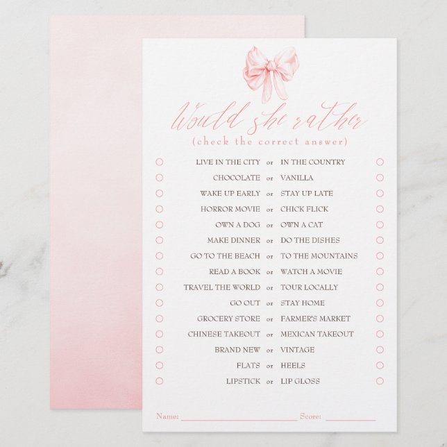 Jeu de mariage élégant rose plutôt chic (Devant / Derrière)