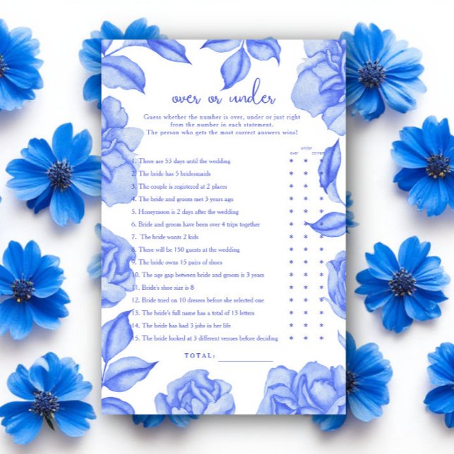 Jeu de mariage Fleurs bleues Au-dessus ou en desso (Créateur téléchargé)