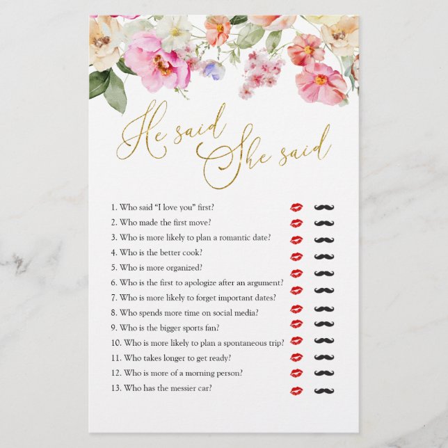 Jeu de mariage floral de printemps Il a dit qu'ell (Devant)