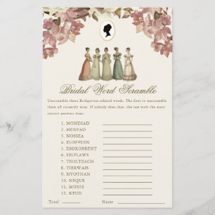 Jeu de mariage floral Regency Mots Mêlés Shower de