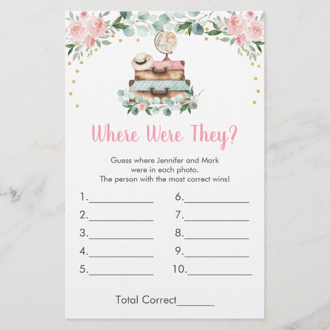 Jeu de mariage floral rose Où étaient-ils ? (Devant)