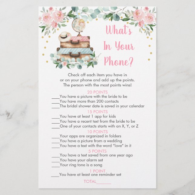 Jeu de mariage Floral Travel Bridal What's In Your (Devant)