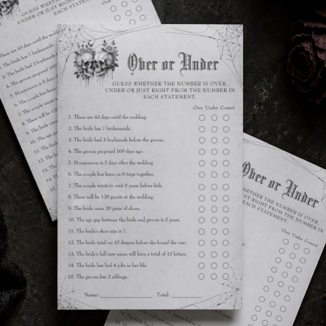 Jeu de mariage gothique Halloween Over ou Under (Créateur téléchargé)