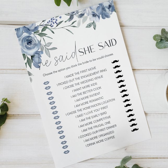 Jeu de mariage Il a dit Elle a dit Fleurs Bleu Pou (Créateur téléchargé)